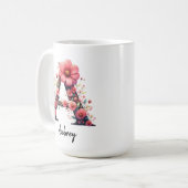 Blumen-Monogramm-Initialen-Name-Tasse, Individuell Kaffeetasse (Vorderseite Links)