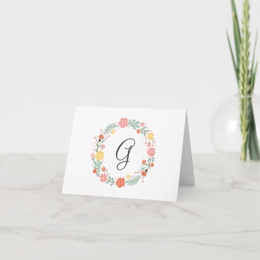 Blumen-Monogramm-Notizkarte (Vorderseite)