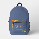 Blumen-Monogramm-Sonnenblumen Gelb-Blau-Nova-Chic Bedruckter Rucksack (Vorderseite)