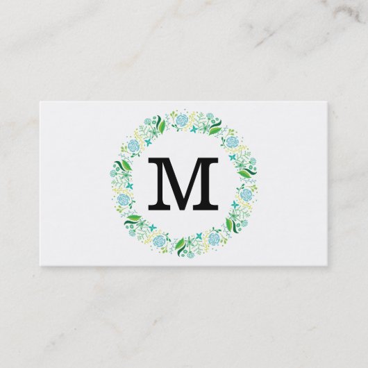 Blumen | Monogramm Visitenkarte (Vorderseite)
