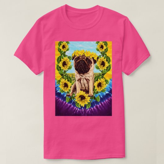 Blumen-Mops T-Shirt (Design vorne)
