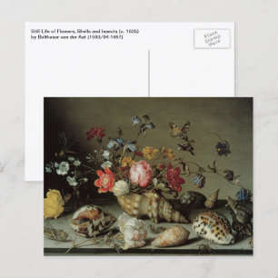 Blumen, Muscheln und Insekten Balthasar van der As Postkarte