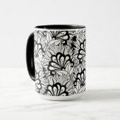 Blumen-Muster-Gekritzel Tasse (Vorderseite Links)
