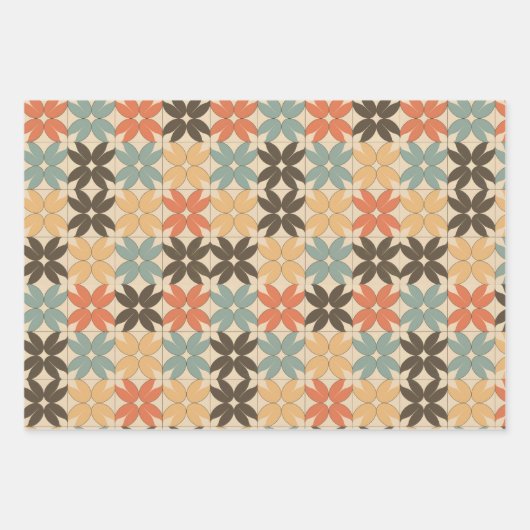 Blumen Muster Geschenkpapier - "Vintage Blossom" Set (Vorderseite)