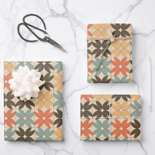 Blumen Muster Geschenkpapier - "Vintage Blossom" Set (Vorderseite)