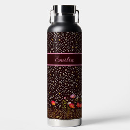 Blumen Muster mit Blumenwiese am Rand Trinkflasche