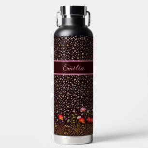 Blumen Muster mit Blumenwiese am Rand Trinkflasche