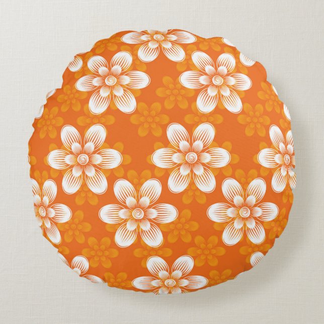 Blumen-Muster Rundes Kissen (Vorderseite)