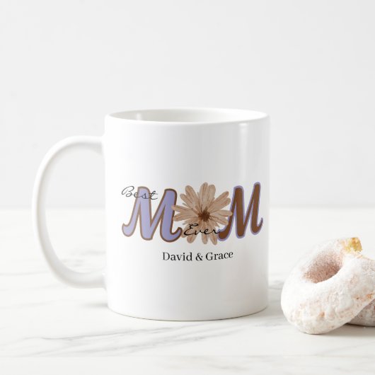 Blumen-MUTTER Benutzerdefinierter Name Elegantes S Kaffeetasse (Mit Donut)