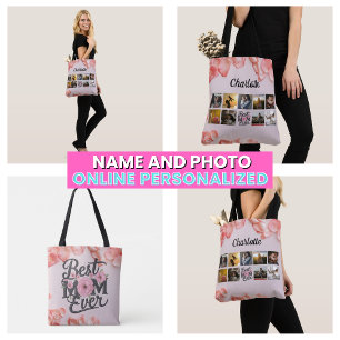 Blumen-Mutter-Foto-Collage-Skript Beste Mutter All Tasche