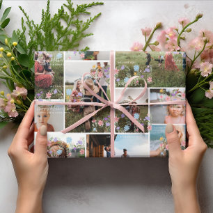 Blumen-MUTTER-Fotocollage Personalisiert 10 Foto Geschenkpapier