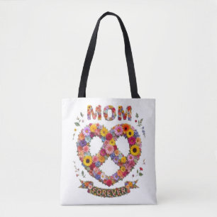 Blumen-Mutter-Herz-Shirt Farbige MOM Design Fl Tasche