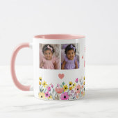 Blumen-Muttertag mit Namen 4 Fotos Tasse (Links)