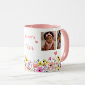 Blumen-Muttertag mit Namen 4 Fotos Tasse (VorderseiteRechts)