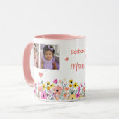 Blumen-Muttertag mit Namen 4 Fotos Tasse (Vorderseite Links)