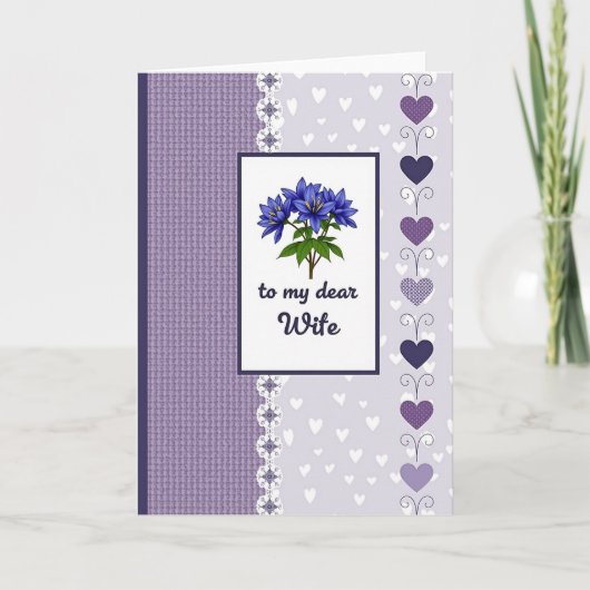Blumen Muttertags Indigo Karte (Vorderseite)