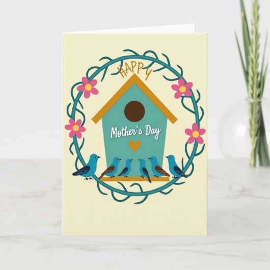 Blumen Muttertags Teal Kranz Karte (Vorderseite)