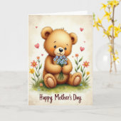 Blumen-Muttertags-Teddy-Karte Karte (Gelbe Blume)
