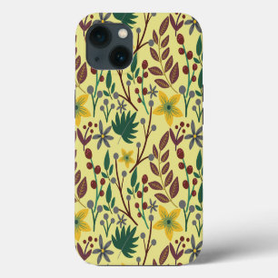 Blumen nahtloses Muster Blumen, Blätter, Zweige iPhone 13 Hülle