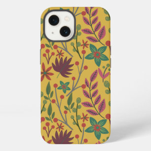 Blumen nahtloses Muster gelbe Blumen und Blätter iPhone 13 Hülle