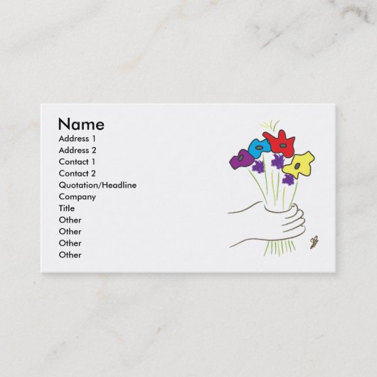 Blumen, Name, Adresse 1, Adresse 2, Kontakt 1,… Visitenkarte (Vorderseite)