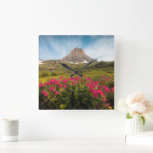 Blumen | Nationalpark des Gletschers von Montana Quadratische Wanduhr (Zuhause)