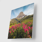 Blumen | Nationalpark des Gletschers von Montana Quadratische Wanduhr (Winkel)