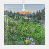 Blumen | Nationalpark Rainier Ornament Aus Glas (Vorderseite)