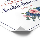 Blumen Navy Blush Rose Gold Brautparty Willkommen Poster (Ecke)