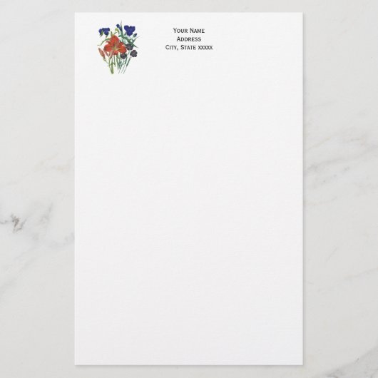 Blumen - NavyBlue - TRANS - Fl8878 - 024 Briefpapier (Vorderseite)