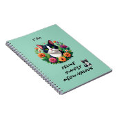 Blumen Notebook mit Katze im Tuxedo Notizblock (Rechte Seite)