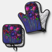 Blumen Ofenhandschuh & Topflappen-Set (Vorderseite/Rückseite)
