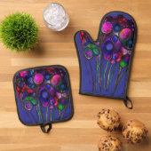 Blumen Ofenhandschuh & Topflappen-Set (Oben Unten)