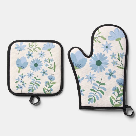 Blumen Ofenhandschuh & Topflappen-Set (Vorderseite)