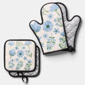 Blumen Ofenhandschuh & Topflappen-Set (Vorderseite/Rückseite)