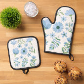Blumen Ofenhandschuh & Topflappen-Set (Oben Unten)