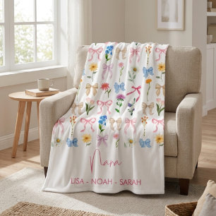 Blumen-Oma-Nana-Enkelkinder Fleecedecke