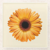 Blumen | Orange Gerbera Glasuntersetzer (Vorderseite)