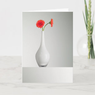 Blumen Orange Gerbera in Vase Karte