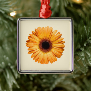 Blumen   Orange Gerbera Ornament Aus Metall