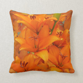 Blumen-orange Lilien-Garten-Foto-Regentropfen Kissen