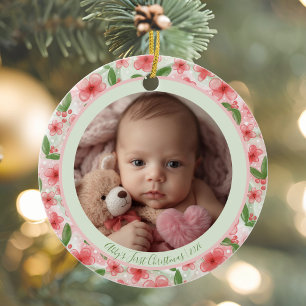 Blumen-Ornament zum ersten Weihnachten des Babys – Keramik Ornament