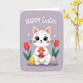 Blumen-Osterkarte mit Katze Karte (Gelbe Blume)