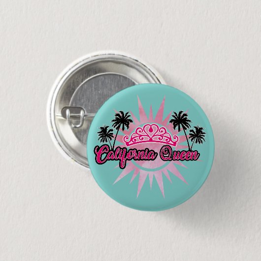 Blumen-Ozean-Palmen Kalifornien-Königin-Sun Button (Vorne & Hinten)