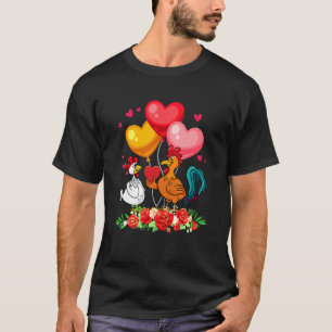 Blumen Paar Hühner Valentinstag Herzen Familie T-Shirt