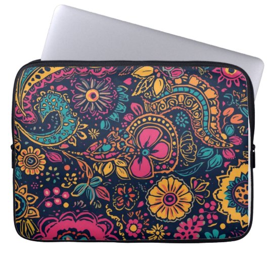 Blumen-Paisley-Muster Laptopschutzhülle (Vorderseite)