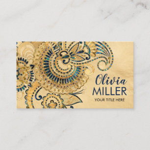 Blumen-Paisley-Ornament Abalone und Gold Visitenkarte
