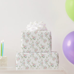 Blumen Pastell Rosa Blau Geburtstagsdusche Hochzei Geschenkpapier