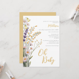 Blumen Pastell Wildblumen Oh Baby Shower Einladung