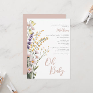 Blumen Pastell Wildblumen Oh Baby Shower Einladung
